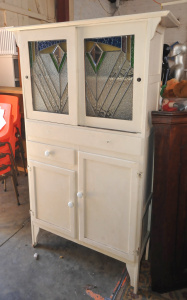 Lot 76 - Vintage c1930s White painted Small sized Kitchen Dresser - Art Deco sli