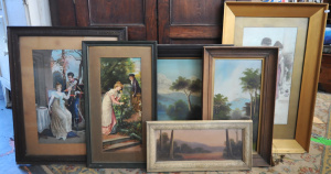 Lot 77 - Group lot - Framed c1900 20s Australian Oil Paintings, classical chromo