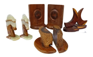 Lot 117 - 4 x Pairs of Vintage Bookends, mostly Australian Timbers inc one with