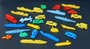 Lot 137 - Group lot of vintage vehicle cereal toys and similar