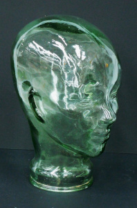 Lot 175 - Clear green glass display mannequin head 28cm H