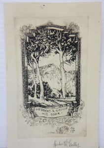 Lot 185 - Herbert R Gallop (1890-1958) Unframed Colour Woodblock print - Bookpla