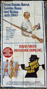 Lot 212 - Where Spies Are 1965 original 3 sheet Movie poster starring David Nive