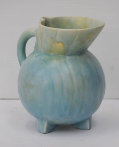 Lot 218 - Art Deco Beswick Blue Glaze Jug - Tri footed with angled rim 19cm H