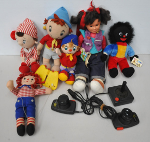 Box lot - Vintage Kids Toys - old Atari Joystick & controllers, soft Toys in Box lot - Vintage Kids Toys - old Atari Joystick & controllers, soft Toys in