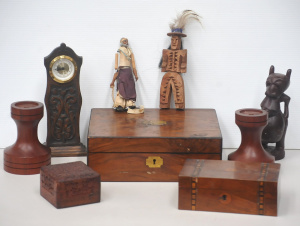 Group lot - Vintage & Modern Wooden items - Victorian Boxes incl Rosewood ve