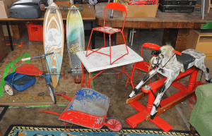 Lot of Kids Items incl Rocking horse, Assorted Kids Furniture, Longboard, Tin Tr Lot of Kids Items incl Rocking horse, Assorted Kids Furniture, Longboard, Tin Tr