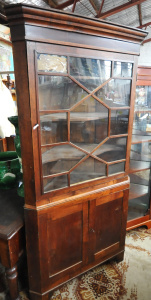 Lot 3 - 19th Century 2 x piece Oak Chippendale Corner Cabinet - Typical Lattice