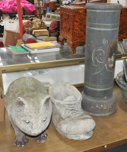 Lot 20 - 3 x Garden Ornaments inc Concrete Wombat 33cm H , Large Shoe Planter &a