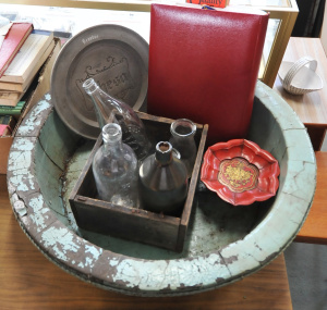 Lot 31 - Large vintage Chinese timber tub 62cmD, early 20thC Australian branded
