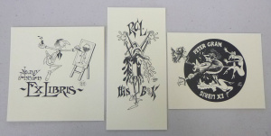 Lot 34 - James Vane Crawford Lindesay (1920 - ) 3 x unframed Bookplates for Pete