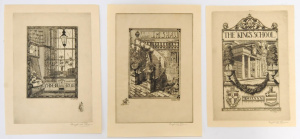 Lot 46 - Gerrard Gayfield Shaw (1885 - 1961) 3 x unframed Etched Bookplates for