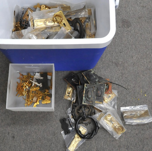 Lot 64 - Mixed Lot incl Assorted Door Hardware w Cast Metal Lion Door Knocker, M