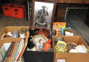 Lot 74 - 6 boxes Mixed inc Ceramics, Kitchenalia, Glass, Steins, Cases, Books, A