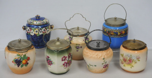 Lot 94 - Group lot of vintage Ceramic biscuit barrels inc Victorian Blushware, M