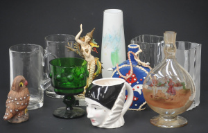 Lot 99 - Mixed Group inc Retro - Green glass Pedestal goblet, Japanese Taste set