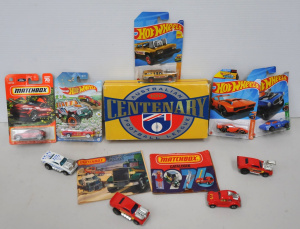 Lot 107 - Group of carded Matchbox and Hot Wheels cars, boxed AFL Centenary Magp