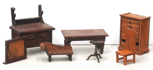 Lot 147 - Group vintage Wooden dolls furniture inc Side Table, Chaise Lounge, Dr
