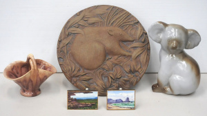 Lot 150 - Group lot Australiana inc Ceramic Koala, Belltower Pottery Bandicoot p