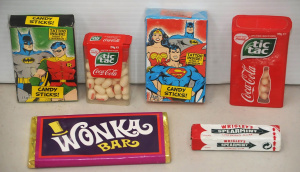 Lot 154 - Group of unopened vintage and novelty confectionary inc Wonka Bar, Bat