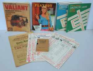 Lot 157 - Lot of vintage Items incl PLAYBOY Magazine, Datsun Service Manual, Hen