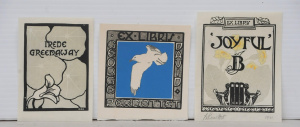 Lot 179 - George Douglas Perrottet (1890 - 1971) 3 x Unframed Linocut Bookplates