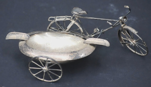 Lot 189 - Vintage Mexican 925 silver bicycle with ashtray sidecar and working ch