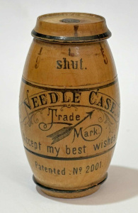 Lot 190 - c1890 Treen barrel shaped Needle Case - made in Germany approx 5 5 cms