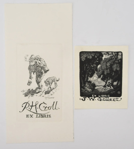 Lot 195 - Sir Lionel Arthur Lindsay - 2 x unframed Bookplates - Etching for RH C