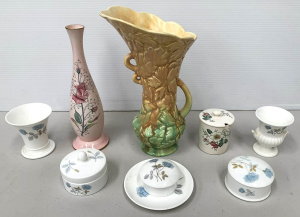 Lot 208 - Group of quality English porcelain inc Sylvac floral jug (28cm H), Wed