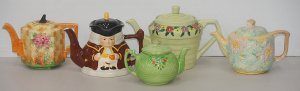 Lot 221 - 5 Vintage English Teapots inc Beswick Sundial with stepped handle, Car