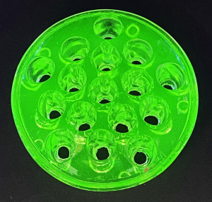 Lot 224 - Vintage Uranium Glass Flower Frog 10cm D vgc
