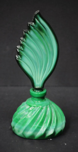 Lot 225 - Vintage Art Deco Czechoslovakian malachite glass perfume bottle with t
