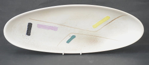 Lot 227 - Mid Century Ellis Australian Pottery Oblong dish - cream glaze with br