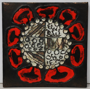 Lot 228 - Large Mid Century Modern Ruscha West German Pottery Wall Plaque - Colo