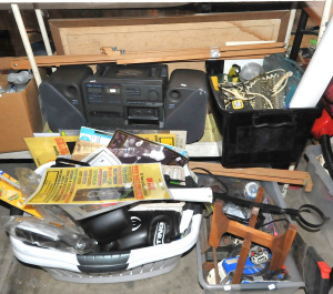 4 x Boxes of Mixed Goods incl Assorted Hardwares, Retro Style Wooden Plant Stand