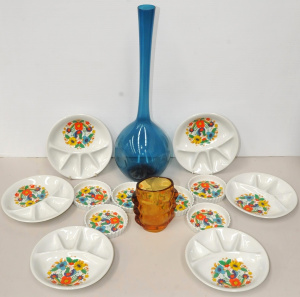 Group lot - Modernist European Glass & Ceramics - Tall slender Swedish Art G