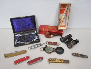 Lot of Vintage Pocket Knives & Other Items incl Swiss Army Knives, Peterson