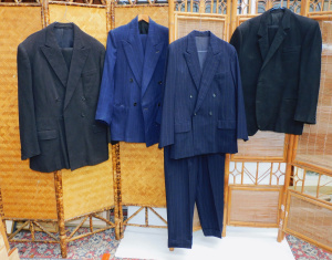 Lot 7 - 3 Vintage Mens double breasted suits and 1 single breasted - c1940 50s,