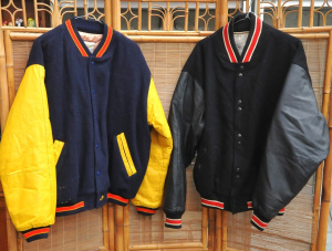 Lot 13 - 2 x Vintage Mens Woolen & Leather Varsity Letterman Jackets - Wool