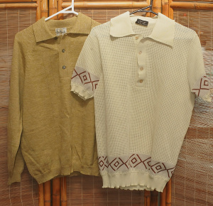 Lot 20 - 2 x Vintage Mens Collared Tops - Rover 100% Polyester open weave Polo S