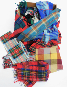 Lot 28 - Box lot - Vintage Tartan & Check print Scarves - all fab Colourful