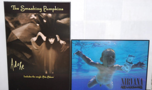Lot 35 - Framed Nirvana - Nevermind poster and The Smashing Pumpkins - Adore on