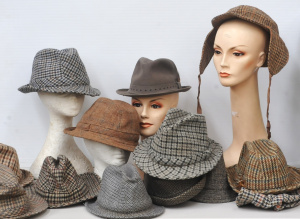 Lot 45 - Box lot - Vintage Mens Pork Pie & Other Hats - Mainly Tweed & H