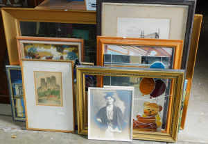 Lot 61 - Large group of framed pictures inc English etchings, prints, photos, le