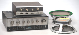 Lot 74 - 3 x Vintage Audio Items incl Pair of Wharfedale super 10RSDD Speakers,