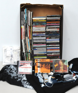 Lot 91 - Box lot of CDs and t-shirts inc Spec Ed Foo Fighters CD and t-shirt pac