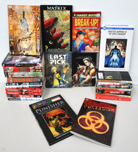 Lot 98 - Box lot of visual novels and manga comics (some in Japanese) inc Batman