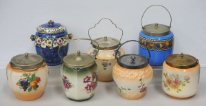 Lot 104 - Group lot of vintage Ceramic biscuit barrels inc Victorian Blushware,