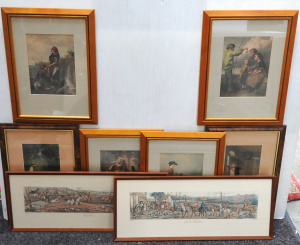Lot 107 - Group of framed repro 19thC prints inc hunting scenes, a man and his c